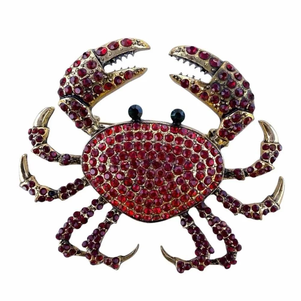 Heidi Daus Queen Crab Red Crystal Cancer Brooch